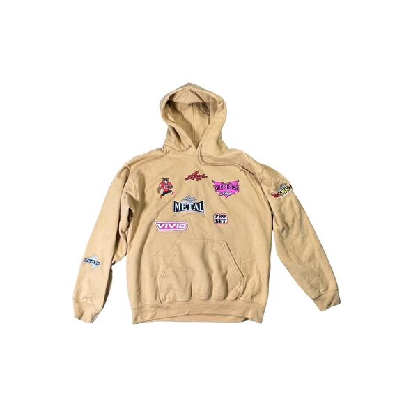 Leaf Trading Cards Hoodie Jacket Sweatshirt SZ M Brand Logo Patches VERY LIMITED